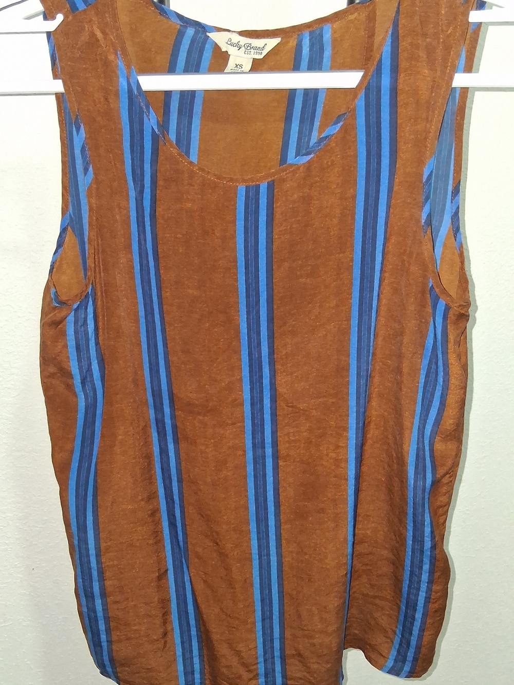 Lucky Brand Brown Tank Top with Blue Stripes